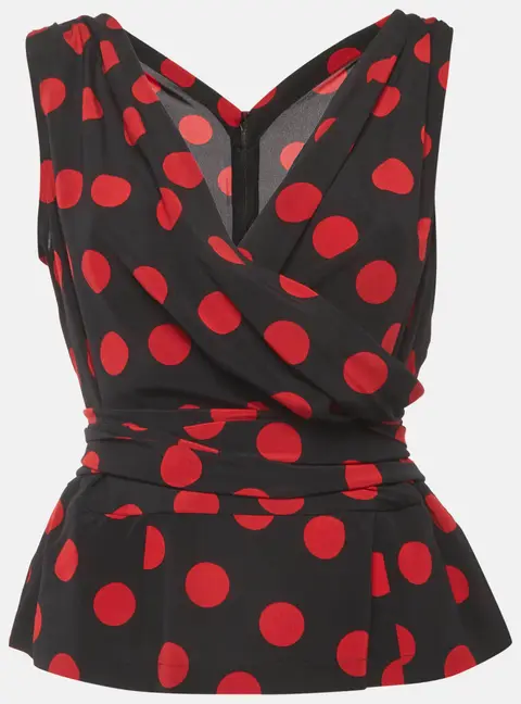 Dolce & Gabbana Black/Red Polka Dots Silk Top L