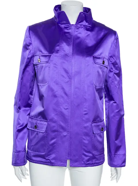 Dolce & Gabbana Purple Silk Satin Button Front Jacket M