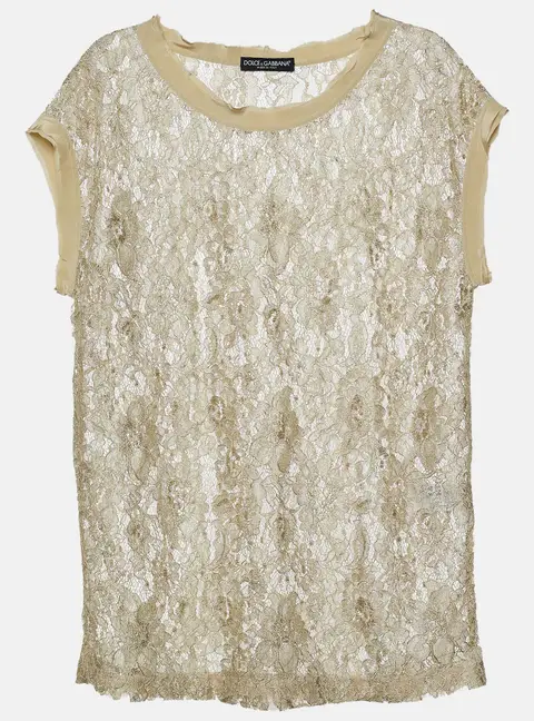 Dolce & Gabbana Green Floral Lace Top M