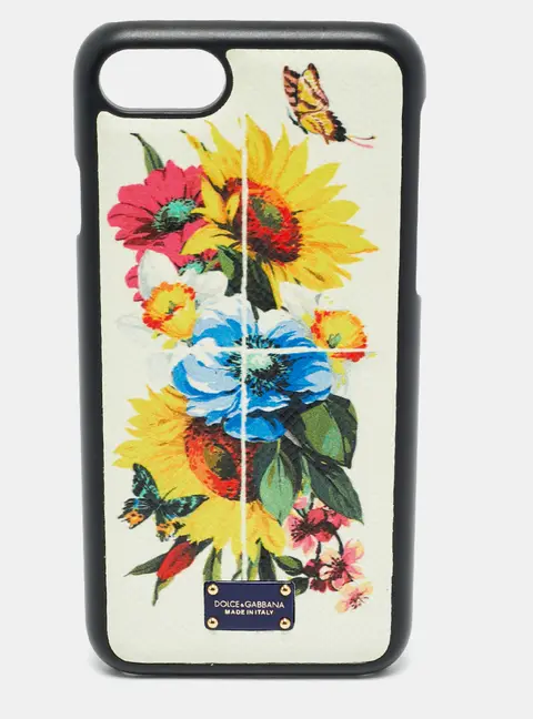Dolce & Gabbana Multicolor Floral Print Leather iPhone 7 Cover