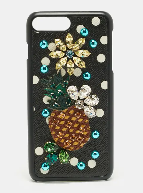 Dolce & Gabbana Multicolor Fruit Print Leather Crystal Embellished iPhone 7 Plus Case