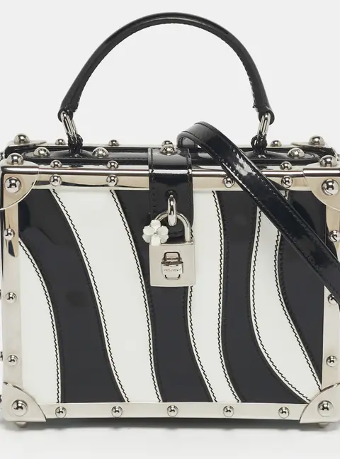 Dolce & Gabbana Black/White Patent Leather Dolce Box Top Handle Bag