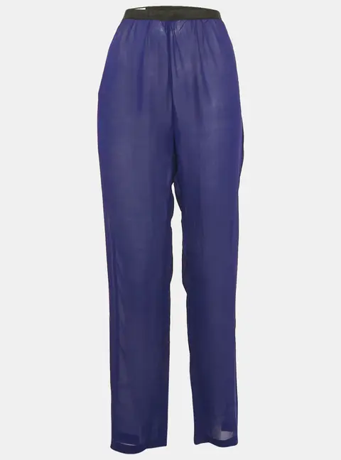 Dries van Noten Blue Silk Sheer Trousers M