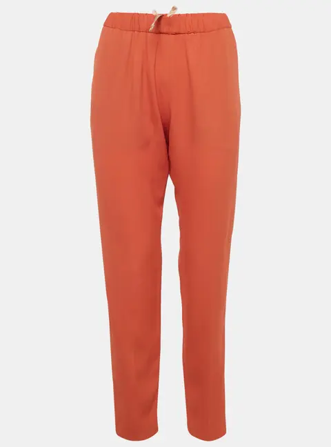 Dries van Noten Burnt Orange Crepe Formal Trousers S
