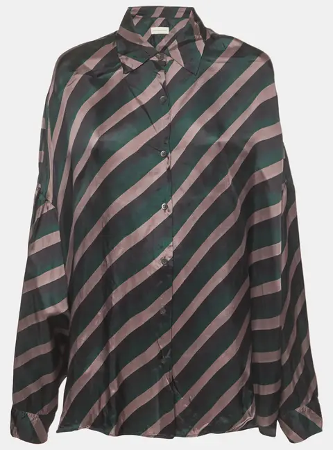Dries Van Noten Multicolor Printed Satin Oversized Shirt XS