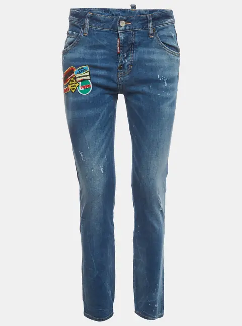 Dsquared2 Blue Patchwork Detail Denim Distressed Jeans S/Waist 31"
