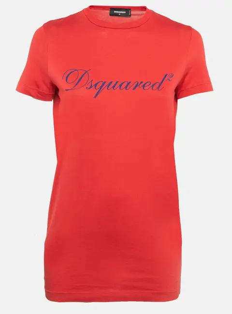 Dsquared2 Red logo Print Jersey Short Sleeve T-Shirt M