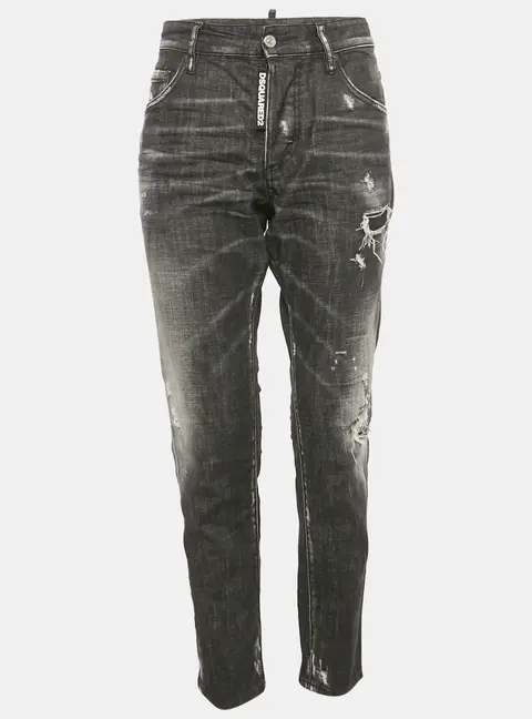 Dsquared2 Black Distressed Denim Dan Jeans S Waist 30"