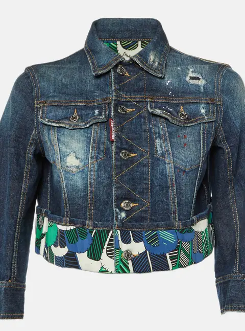 DSquared2 Blue Distressed Denim Cropped Jacket M