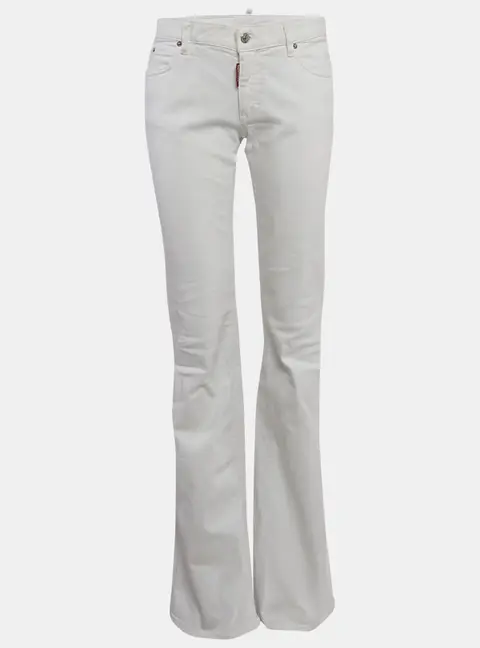 Dsquared2 White Denim Wide Leg Jeans S Waist 31"