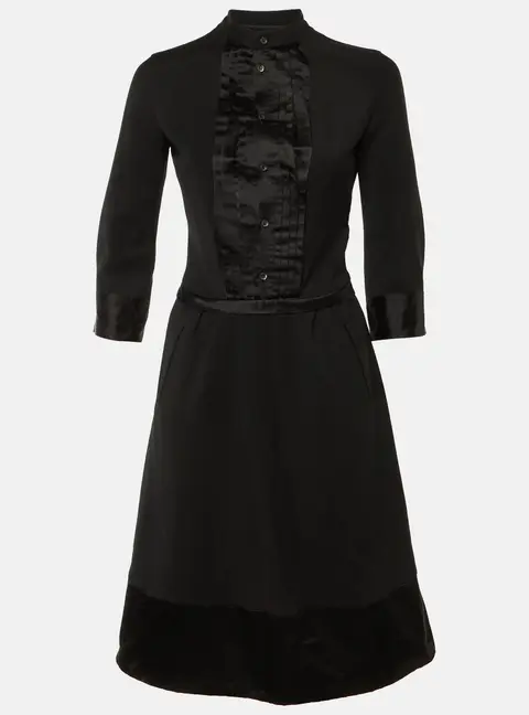 Dsquared2 Black Wool & Satin Midi Dress S