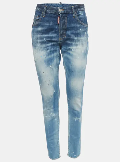 Dsquared2 Blue Washed Distressed Denim Skinny Dan Jeans S Waist 31"