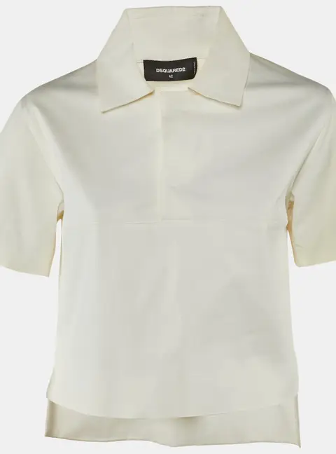 Dsquared2 White Cotton High Low Top M