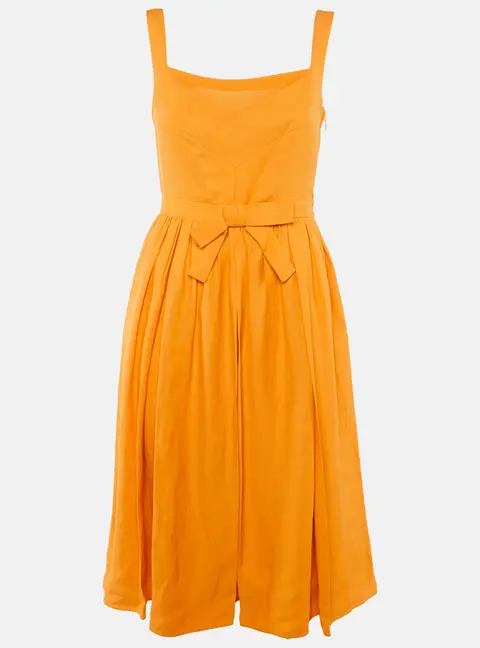 Dsquared2 Orange Crepe Bow Detail Midi Dress M