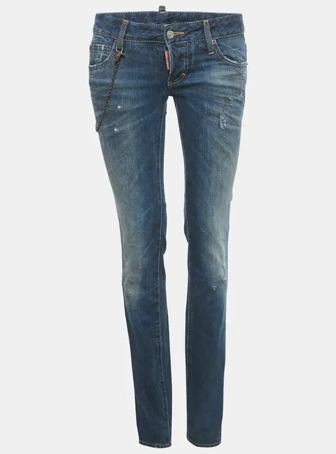 Dsquared2 Blue Denim Distressed Slim Fit Jeans S Waist 30"