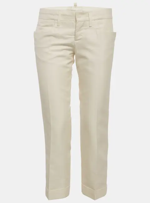 Dsquared2 Cream Cotton Blend Capri Trousers M