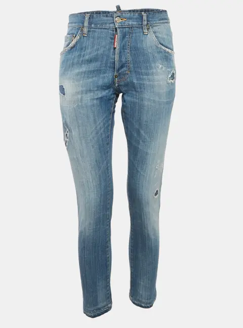 Dsquared2 Blue Denim Distressed Slim Fit Jeans L/Waist 31