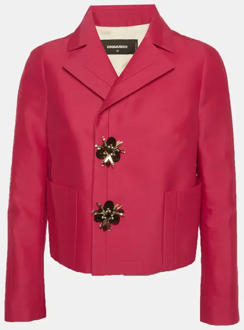 Dsquared2 Pink Silk Blend Regular Fit Blazer M