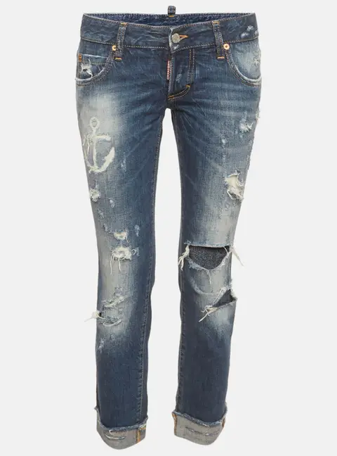 Dsquared2 Blue Distressed Denim Slim Fit Jeans S/Waist 29"