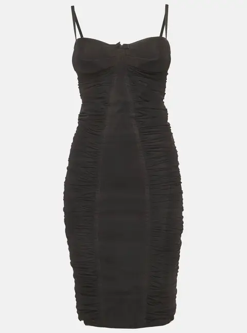 Dsquared2 Black Tulle Ruched Bodycon Dress M