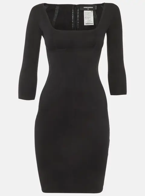 Dsquared2 Black Cotton Knit Scoop Neck Mini Dress XS