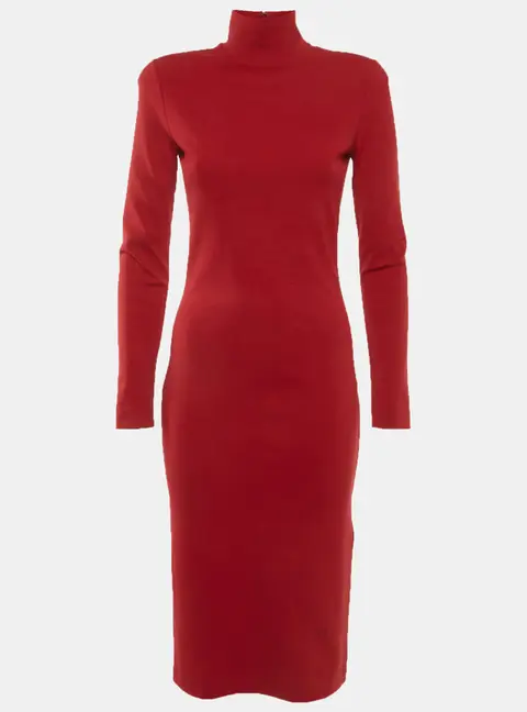 DSQUARED2 Red Stretch Knit Turtleneck Midi Dress M