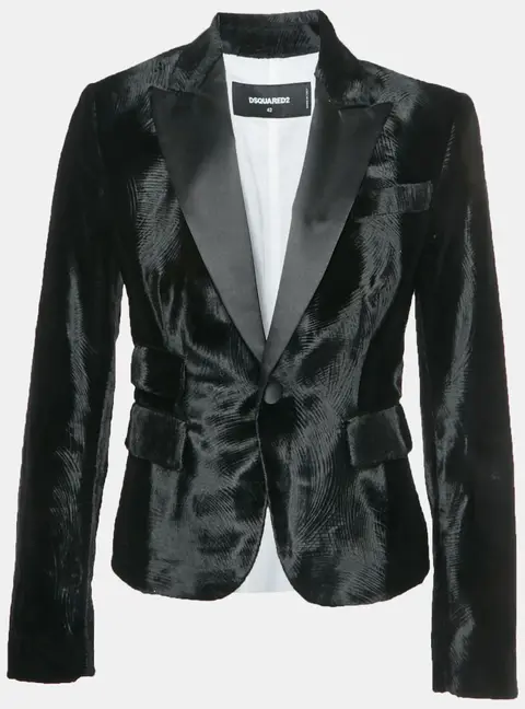 Dsquared2 Black Velvet Single Breasted Blazer M
