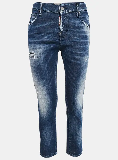 Dsqaured2 Blue Washed Denim Cool Girl Cropped Jeans S Waist 32"