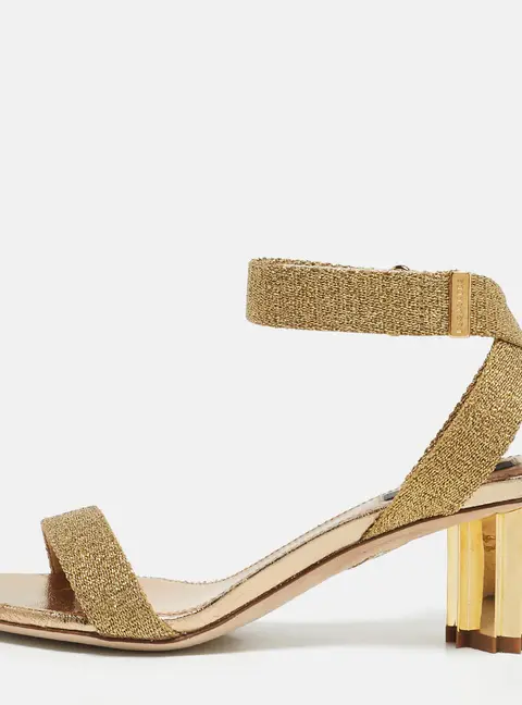 Dsquared2 Gold Lurex Fabric Ankle Strap Sandals Size 36
