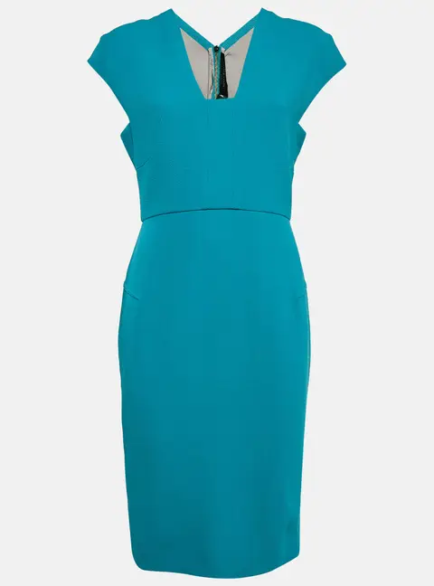 Etro Sea Green Double Wool Crepe Sleeveless Sheath Dress L