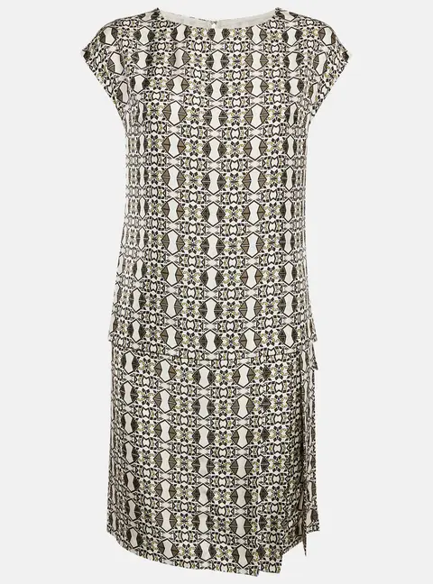Etro Green Printed Silk Layered Shift Dress S