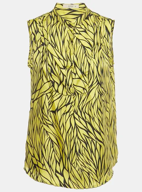 Etro Yellow Printed Silk Sleeveless Top M