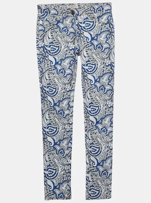 Etro Blue Paisley Print Denim Skinny Jeans S Waist 26"