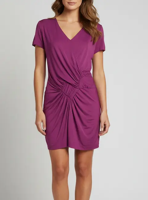 Etro Purple Jersey Draped V-Neck Mini Dress L