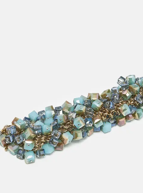 Etro Cluster Glass Beads Gold Tone  Bracelet