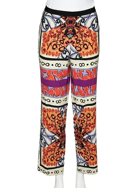 Etro Multicolor Paisley Print Crepe Straight Fit Trousers XL