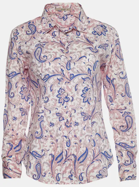 Etro White Printed Cotton Long Sleeve Shirt L