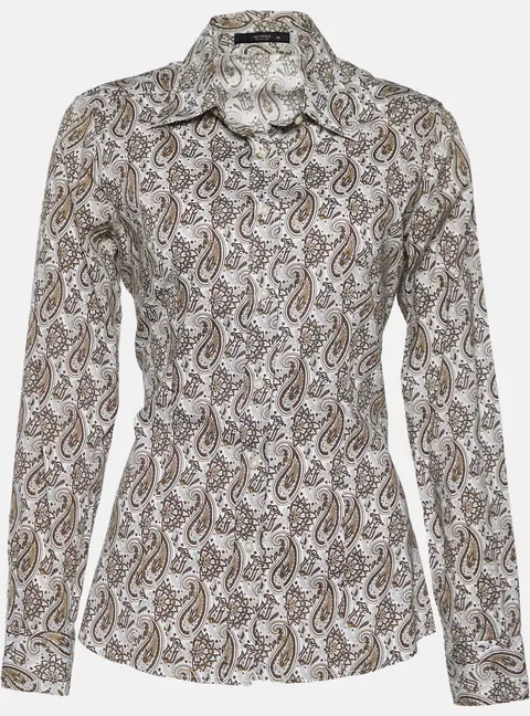 Etro Brown & White Paisley Print Stretch Cotton Shirt M