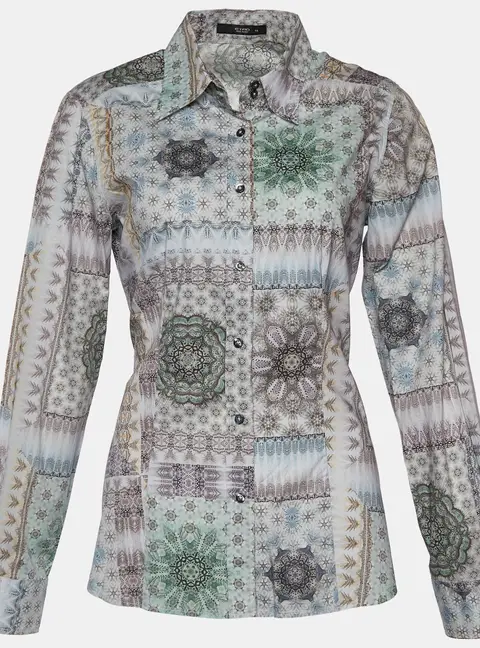 Etro Grey Kaleidoscope Print Stretch Cotton Button Front Shirt M