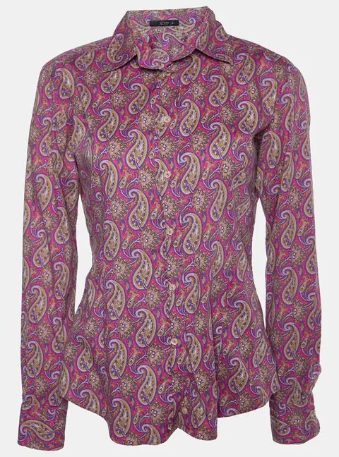 Etro Pink Paisley Print Cotton Buttoned Up Shirt L
