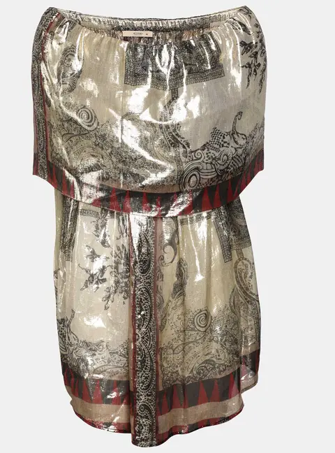 Etro Multicolor Printed Silk Blend Lurex Top L