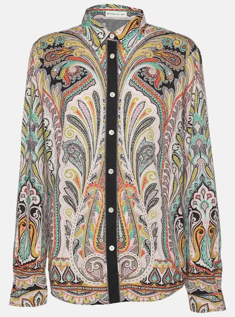 Etro Multicolor Print Cotton Blend Full Sleeve Shirt M