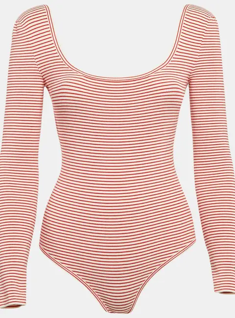 Etro Red/White Striped Jersey Long-Sleeve Bodysuit S