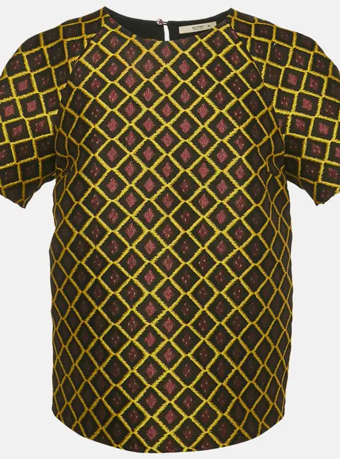 Etro Brown/Yellow Geometric Jacquard Blouse M