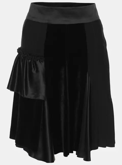 Etro Black Silk Velvet Ruffled Skirt M