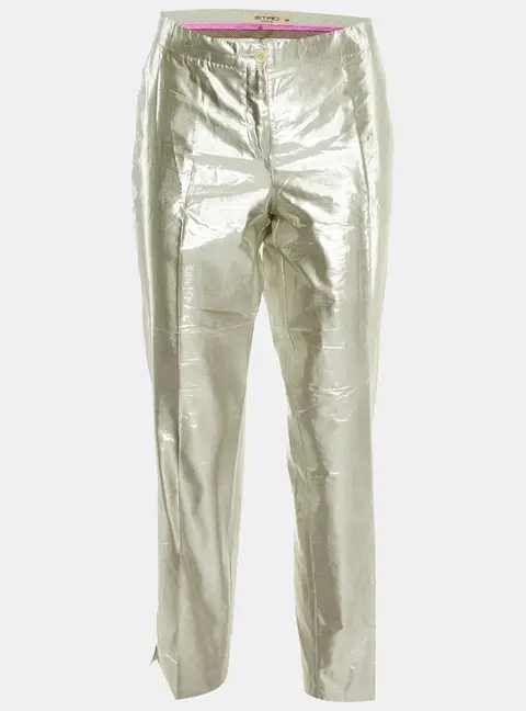 Etro Silver Lurex Silk Pants M