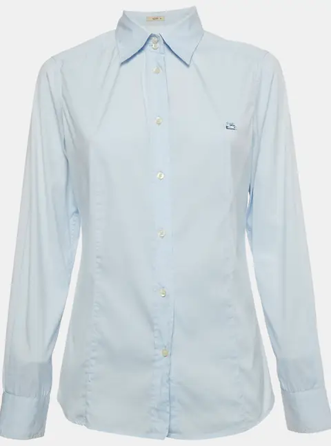 Etro Blue Cotton Long Sleeve Shirt M