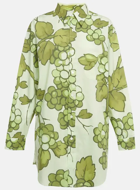 Etro Green Printed Cotton Button Front Oversized Shirt L