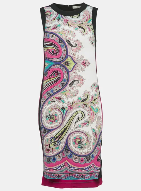 Etro Multicolor Paisley Print Crepe Sleeveless Midi Dress M