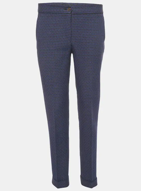 Etro Blue Jacquard Skinny Trousers M